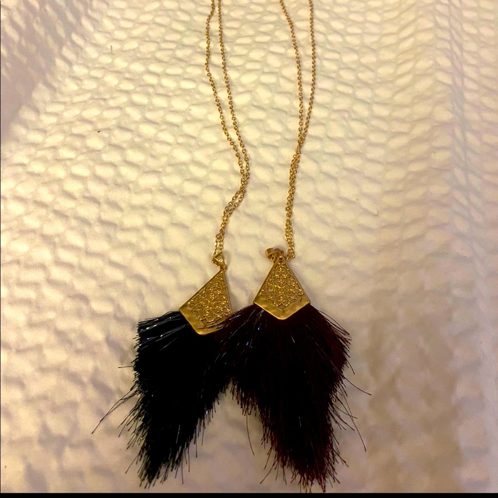 Envious Pyramid reflective plume Goldtone necklace